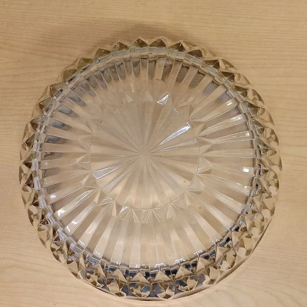 ‎Beautiful Vintage MCM  Lead Crystal Bowl Silver Plated Rim
